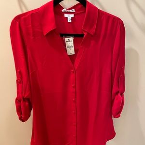 NWT Express Portofino Slim Fit (M). Red button-up.